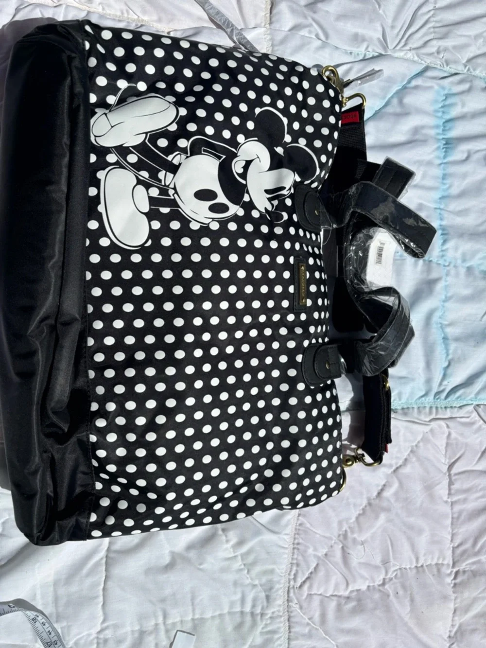 Storksak Black & White Polka Dot Disney Mickey Tote